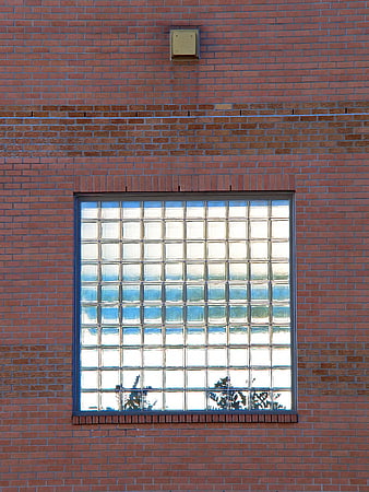 Red Brick Wall with Glass Block Window