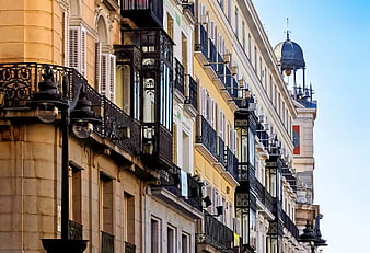 Colorful European Apartment Buildings with Balconies