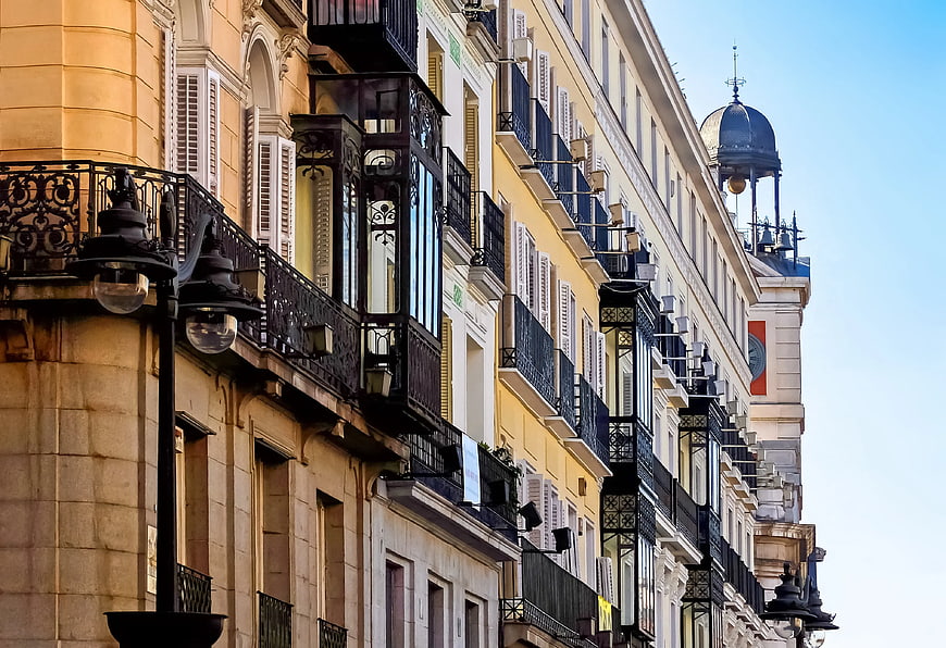 Colorful European Apartment Buildings with Balconies