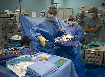 Medical team performing surgery in operating room