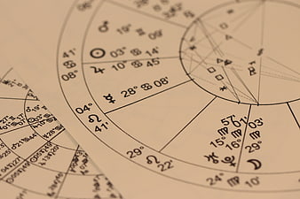Close-up of Astrological Birth Chart with Zodiac Symbols