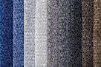 Vertical Stripes of Textured Fabric Swatches in Blue, Gray, and Brown