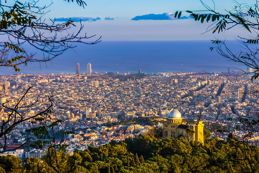 Panoramic View of Barcelona Cityscape from Montjuic Hill