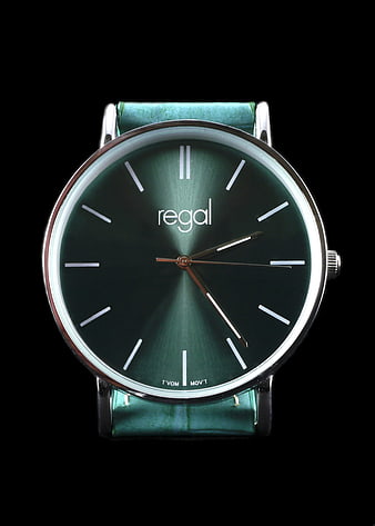 Green Regal Watch on Black Background