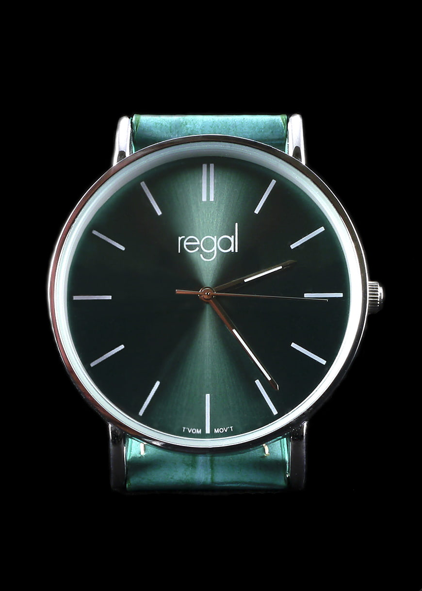 Green Regal Watch on Black Background
