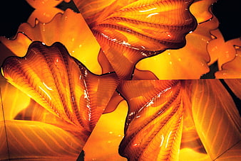 Abstract orange glass texture with kaleidoscope symmetry