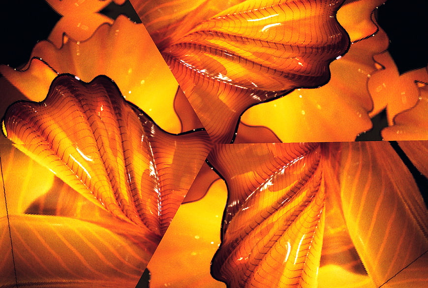 Abstract orange glass texture with kaleidoscope symmetry