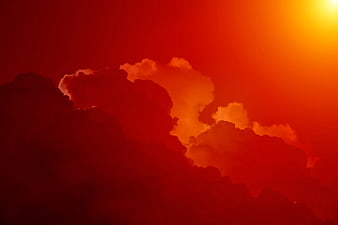 Dramatic Red and Orange Sunset Sky with Clouds