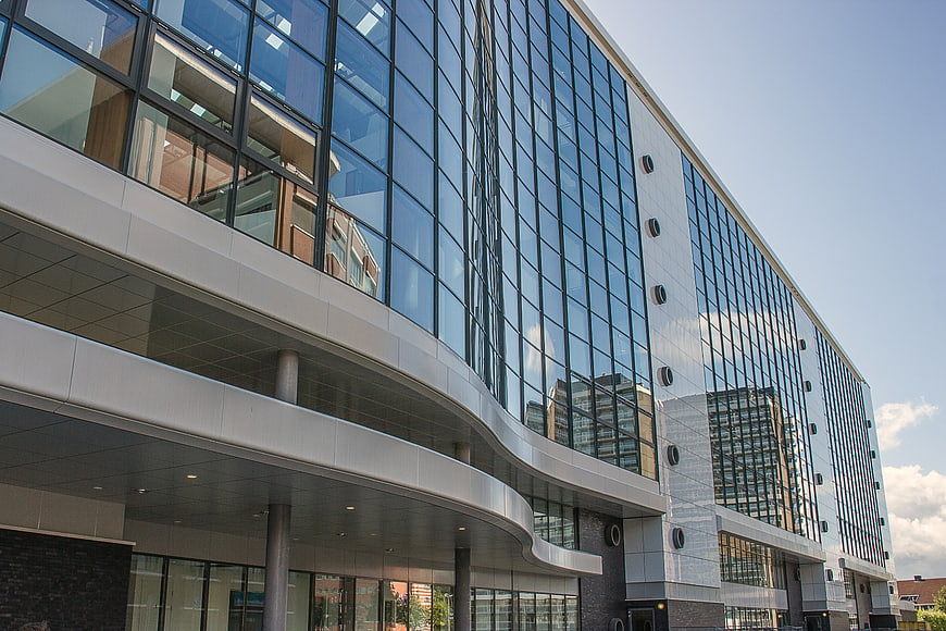 Modern Glass Hospital Building Exterior In Enschede