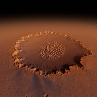 Victoria Crater on Mars with Rippled Sand Dunes and Red Terrain