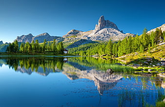 Serene Mountain Lake Reflection in the Dolomites