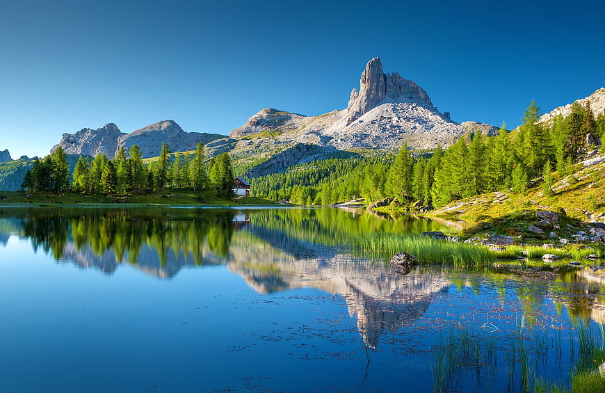 Serene Mountain Lake Reflection in the Dolomites