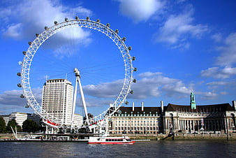 London Eye Ferris Wheel on River Thames Skyline