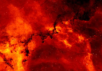 Vibrant Red Nebula and Star Cluster in Deep Space