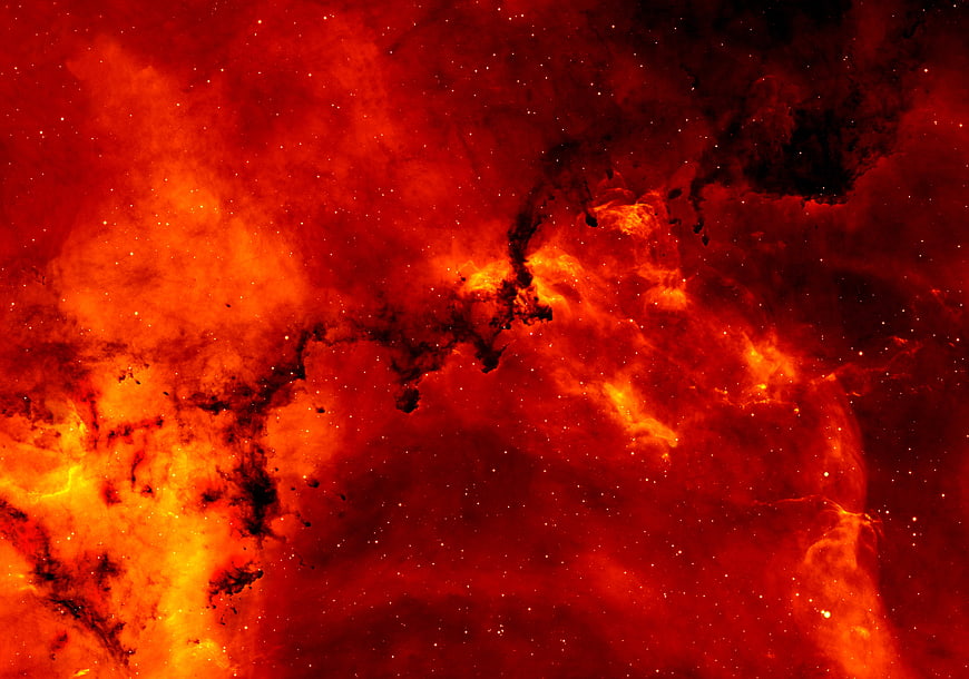 Vibrant Red Nebula and Star Cluster in Deep Space