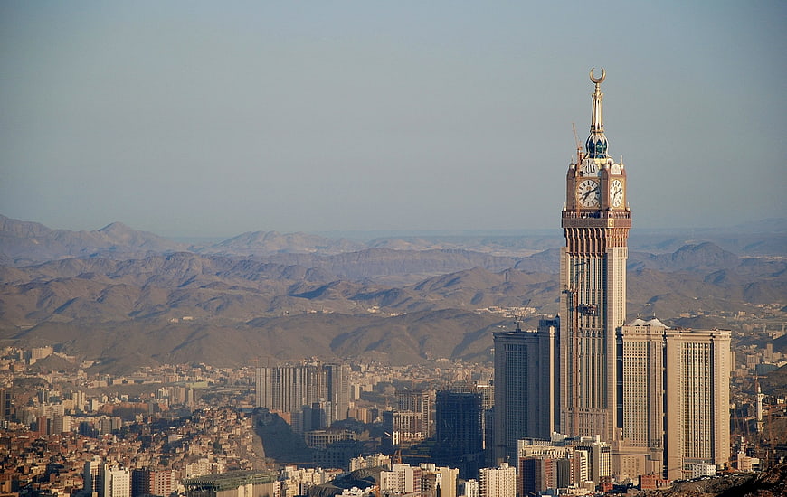Abraj Al Bait Clock Tower in Mecca, Saudi Arabia