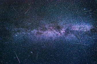 Milky Way Galaxy With Meteor Trails In Deep Space Night Sky