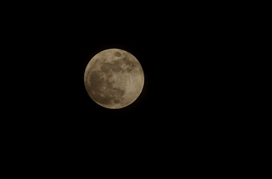 Full Moon in Black Night Sky