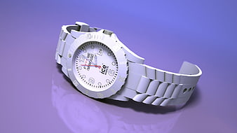 White Ice Watch 3D Render on Purple Background