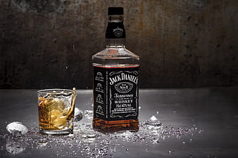 Jack Daniel's Whiskey Bottle and Glass with Ice