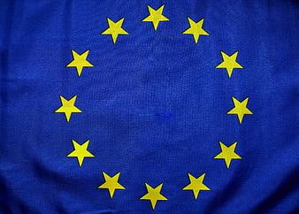 Close-up of European Union Flag with Yellow Stars