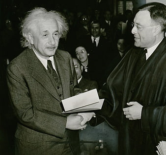 Albert Einstein Receiving US Citizenship Certificate 1940