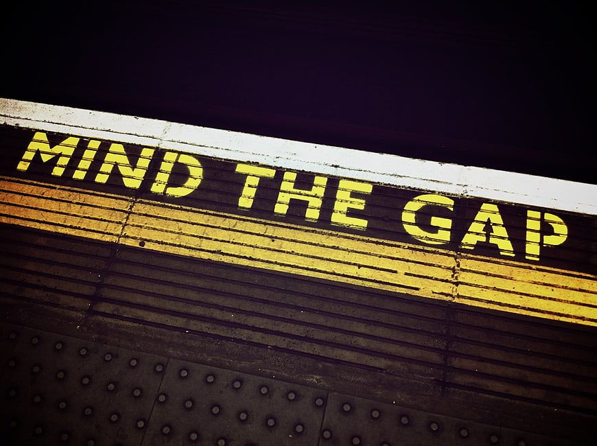 Mind the Gap Warning Sign on London Underground Platform