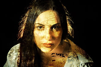 Surreal Double Exposure Portrait of Woman with Nature Elements