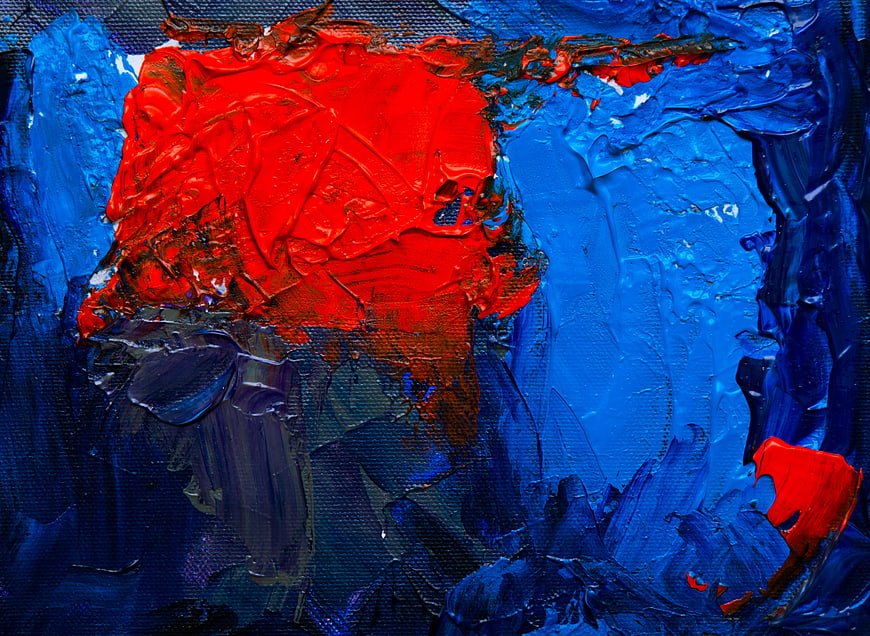 Abstract Red and Blue Impasto Oil Painting Texture