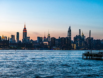 Manhattan Skyline at Dusk from Across the Water