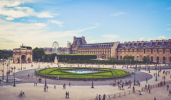 Wide View of Place de la Concorde and Louvre Museum in Paris