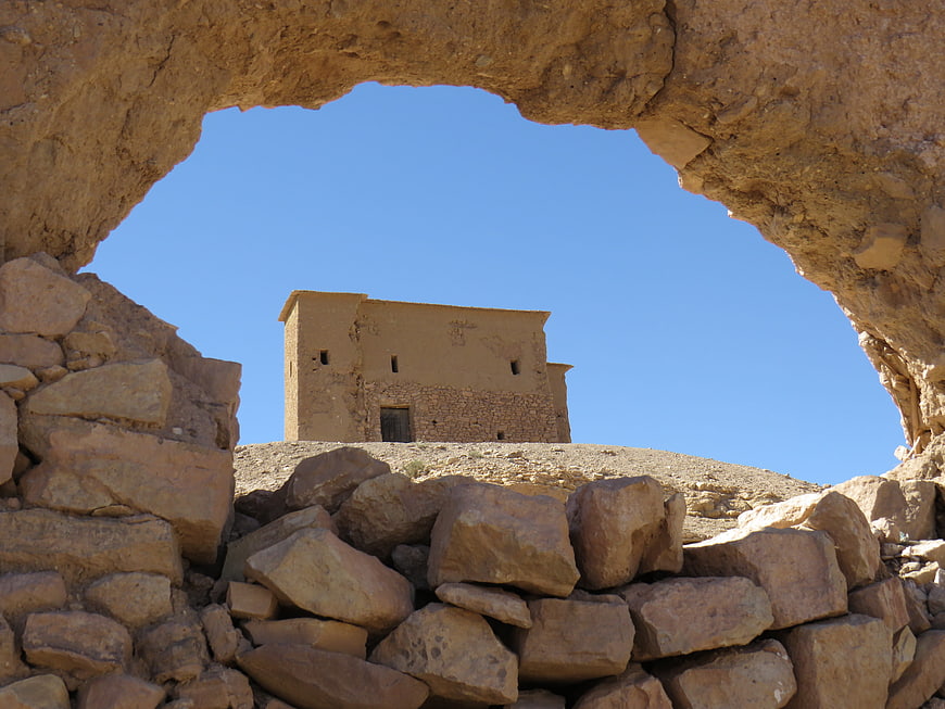Ancient Moroccan Kasbah Architecture Through Stone Archway