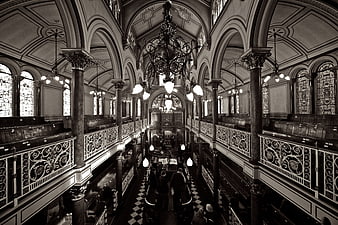 Interior of historic Brighton Synagogue with ornate columns