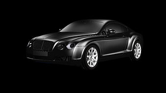 Matte Black Luxury Bentley Continental GT Coupe on Black Background