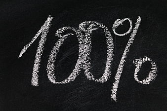 100 percent written in white chalk on blackboard
