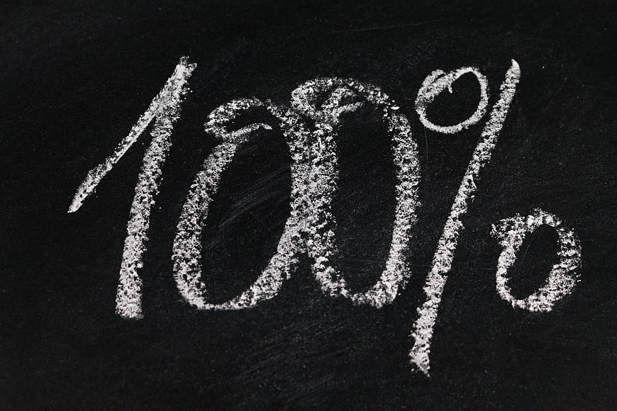 100 percent written in white chalk on blackboard