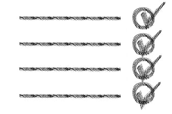 Hand-drawn pencil sketch of a checklist with four ticked items