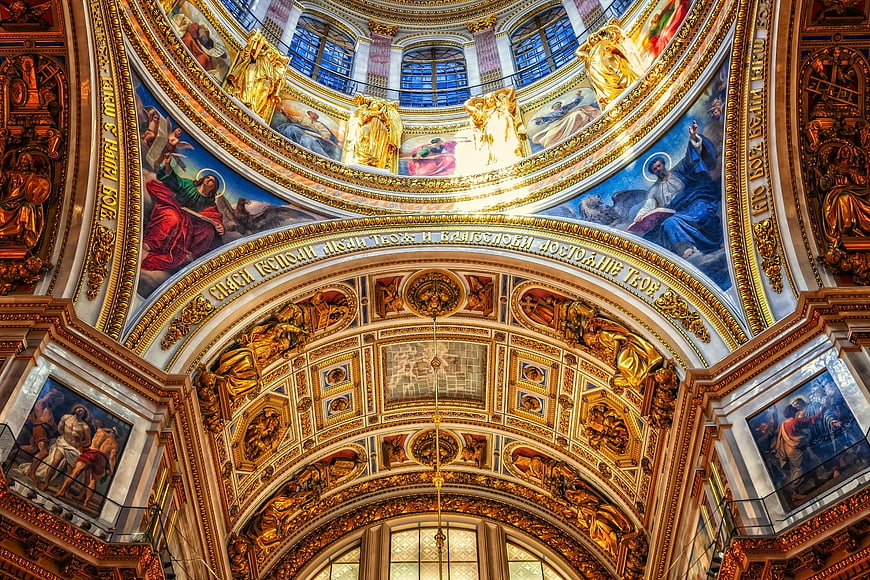 Interior Dome of St. Isaac's Cathedral in St. Petersburg, Russia