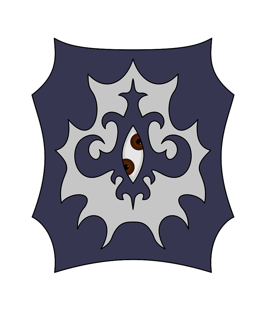 Abstract symmetrical emblem with eyes and gothic design