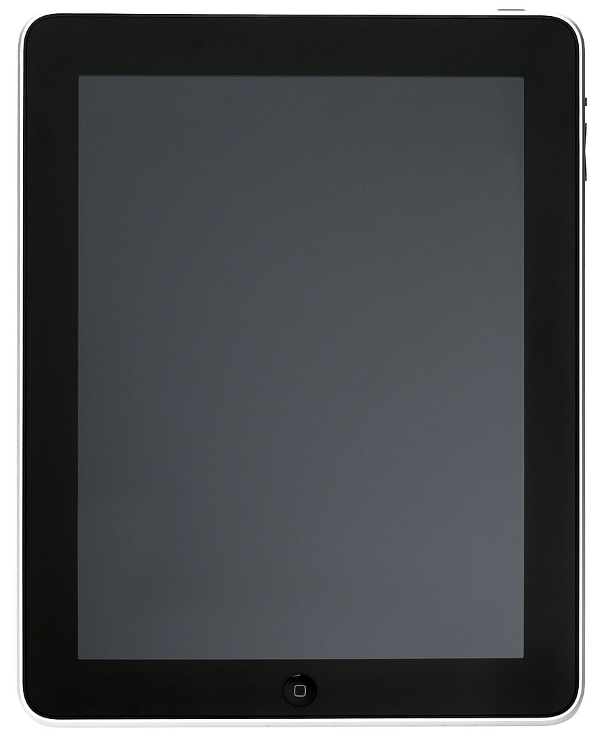 Black Tablet Computer Front View On White Background