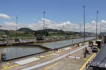 Panama Canal Locks and Industrial Waterway Infrastructure