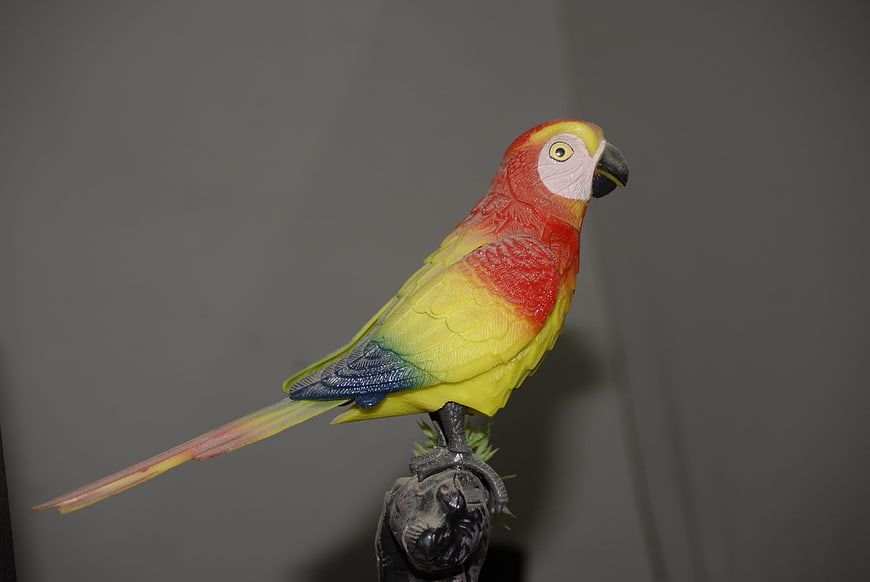 Colorful Hand-Painted Wooden Parrot Figurine on Perch
