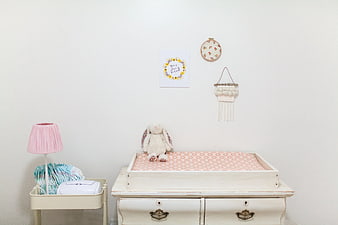 White Bunny Plush Toy on Nursery Changing Table