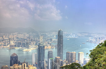 Hong Kong Cityscape Skyline View From Victoria Peak