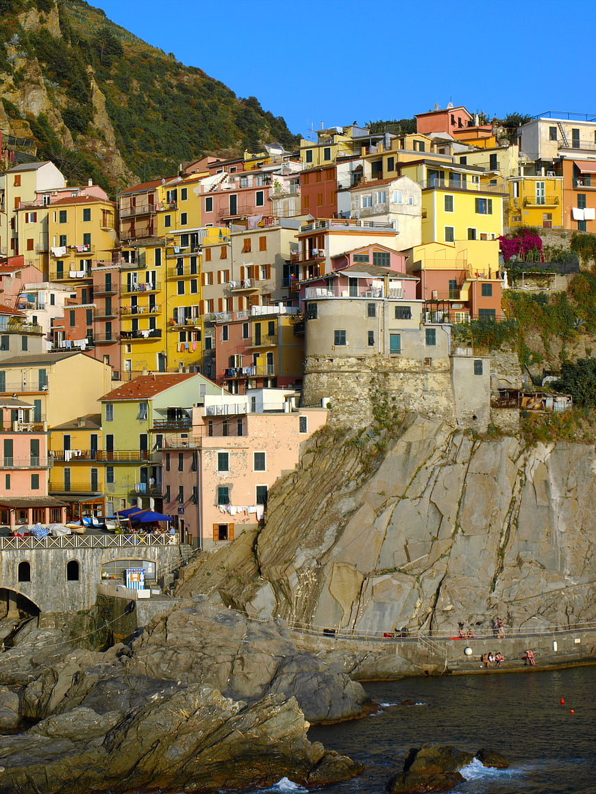 Colorful houses on a cliffside in Cinque Terre, Italy