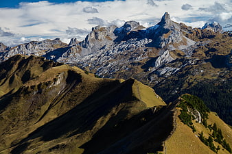 Majestic Alpine Mountain Peaks with Hiking Trail