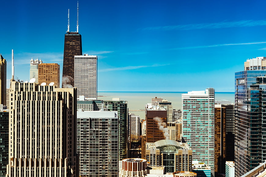 Chicago Skyline with Lake Michigan and Willis Tower