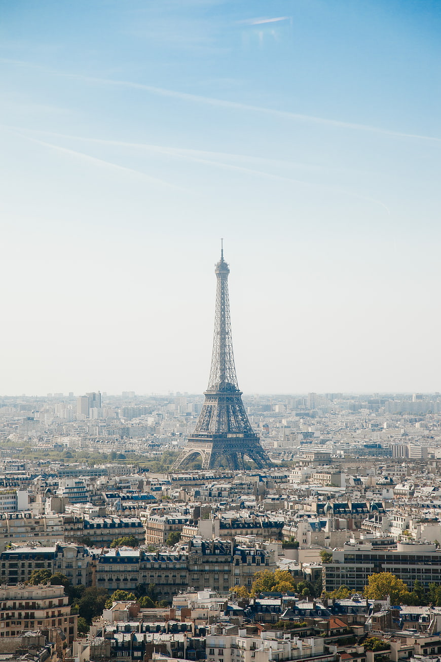 Aerial View of Eiffel Tower and Paris Cityscape
