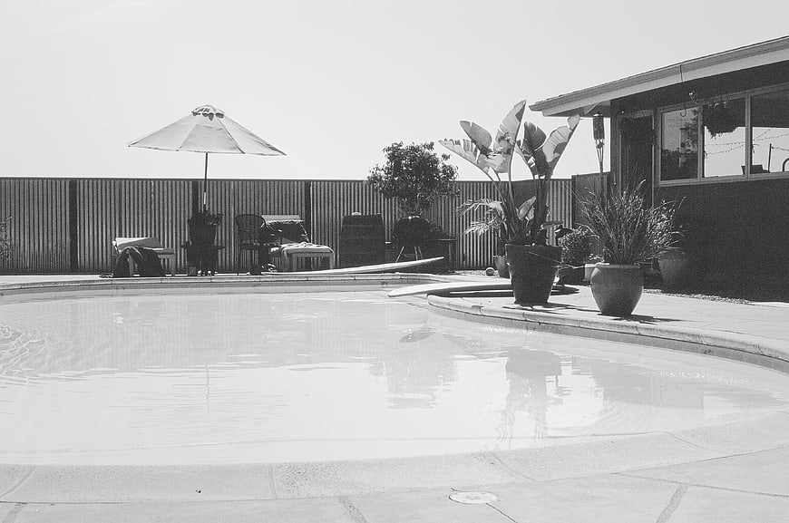 Black and White Photo of Empty Swimming Pool