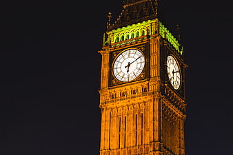 Big Ben Clock Tower Illuminated at Night in London